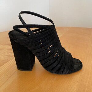 Alumnae Black Strappy Slingback Sandals